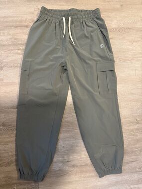 Women’s Olive Cargo Jogger Pants with Drawstring Waist